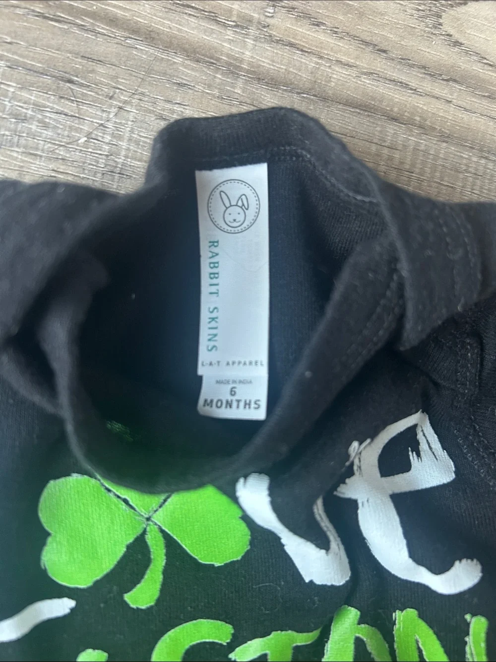 Rabbit Skins Black One-Piece Bodysuit with Green and White 